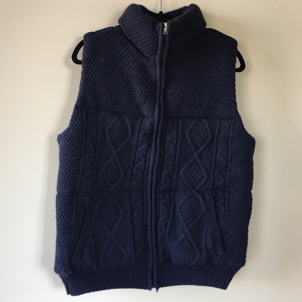 Telluride Clothing Vest Wool Navy Blue Size:Large